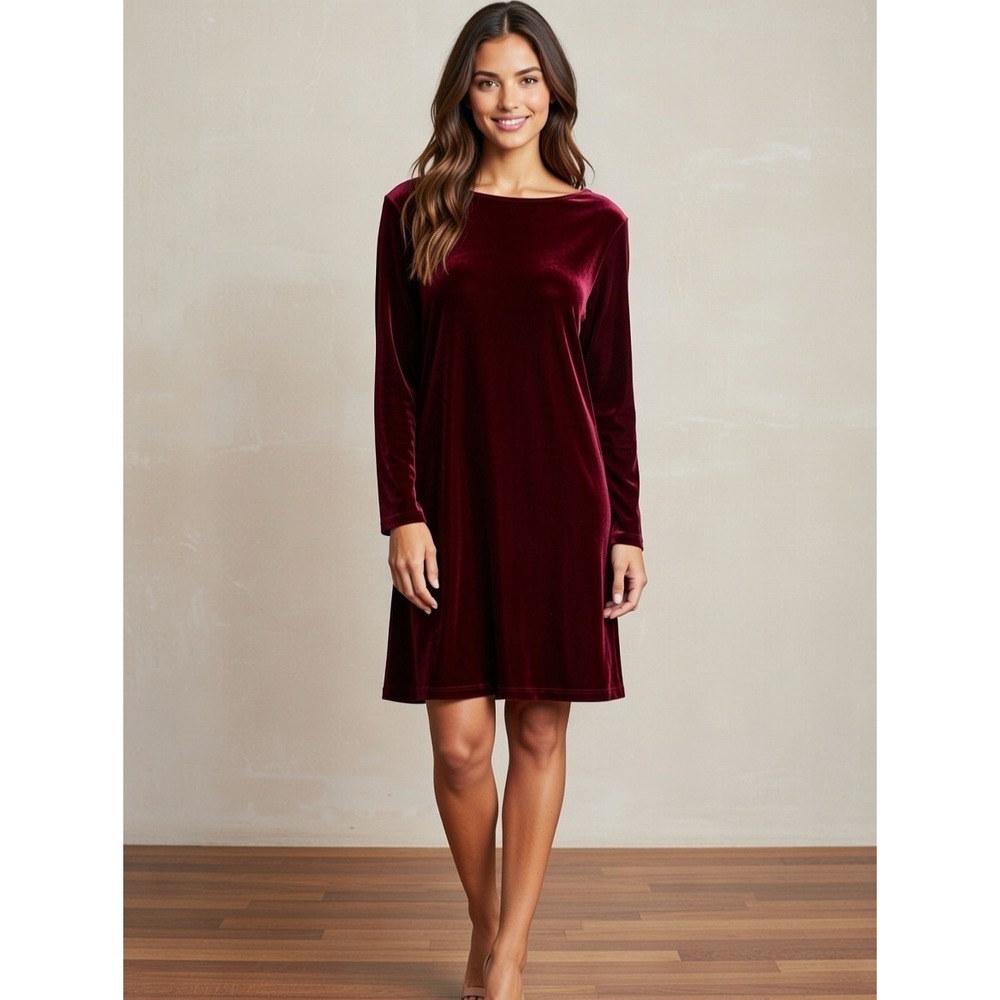 Vintage Jacqueline Ferrar Burgundy Velvet‎ Dress 6P Classic Party Romantic Goth